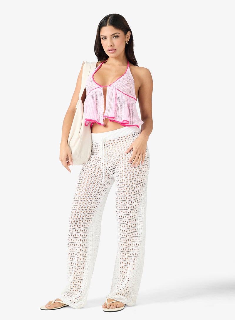 Ginger Halter Neck Crochet Beach Top - Image 4